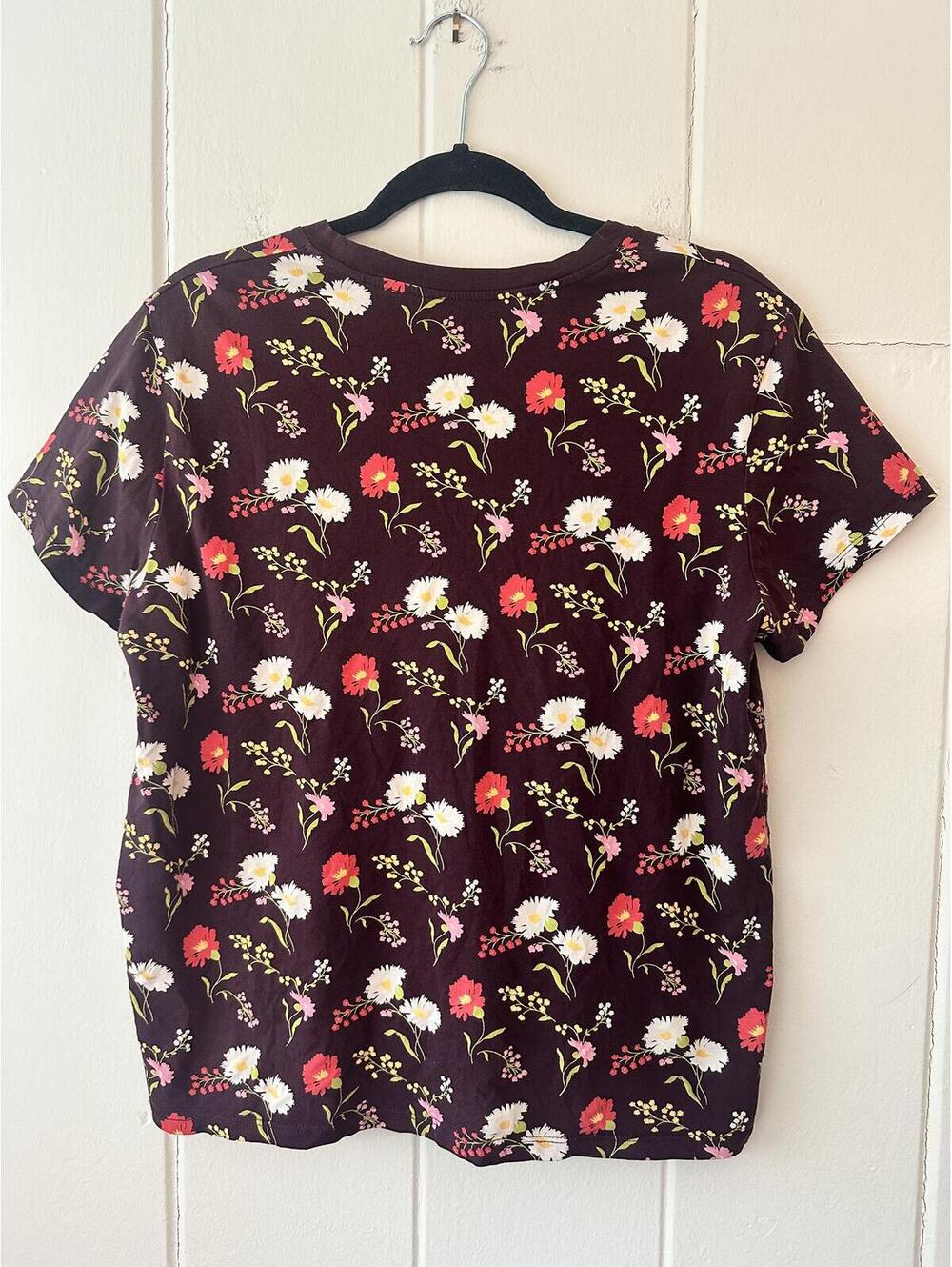 Levi's Perfect Crew Neck T-shirt Brown Floral Size Large - Picture 5 of 8